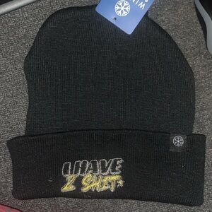 Black Beanie with Embroidered Text